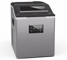 Klarstein FrostMaster, ледогенератор, 40 кг кубчета лед на ден, корпус от неръждаема стомана, LED дисплей, включително лъжичка за лед