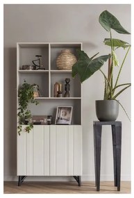 Кремав шкаф за книги от борова дървесина 90x200 cm Miller - WOOOD