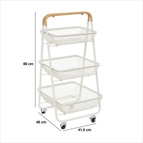 Кухненска количка 5five Mayaj, Метал, 3 нива - Слонова кост