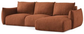 Теракотен шенилов сгъваем ъглов диван (десен ъгъл) Leila – Makamii