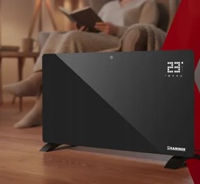 Стъклен електрически нагревател Kaminer ZELVA 2500W с WiFi управление - черен