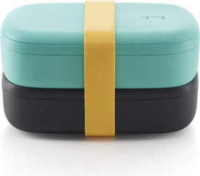 Комплект 2бр кутии за храна Lekue On The Go 1010220, 500 мл, Херметично затваряне, Отделение за прибори, Клапан за микровълнова, Тюркоаз