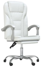349702 vidaXL Наклоняем офис стол, бял, изкуствена кожа