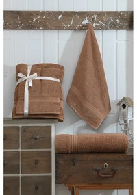 Кафяви памучни хавлии и кърпи за баня в комплект от 2 бр. от тери – Foutastic
