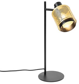 Индустриална настолна лампа черна със злато - Kayden