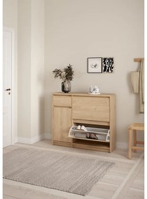 Накланяща се стойка за обувки от дъбов декор в естествен цвят 109x93x32 cm Naia – Tvilum