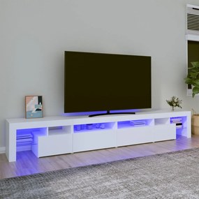 3152818 vidaXL ТВ шкаф с LED осветление, бял, 260x36,5x40 см