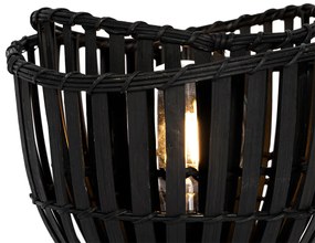 Ориенталска настолна лампа черна бамбукова 25 см - Pua