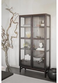 Кафява витрина от декор от дъб с плъзгащи се врати 100x203 cm Hazelton – Rowico