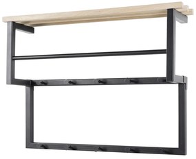 Метална закачалка за стена в черно-природен цвят с рафт Rizzoli - Spinder Design