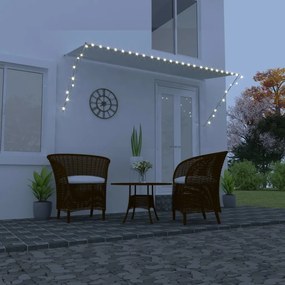 145926 vidaXL Сенник с падащо рамо с LED, 350x150 см, кремав
