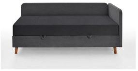 Тъмно сиво тапицирано единично легло с място за съхранение 90x200 cm Cabana - Meise Möbel