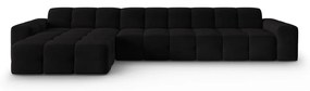 Ъглов диван от черно кадифе (ляв ъгъл) Kendal - Micadoni Home