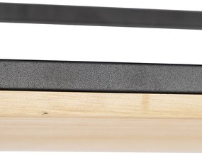 Индустриален висящ аплик черен с дърво 5-светлина - Shelf