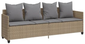 368347 vidaXL Шезлонг с възглавници, бежов, полиратан