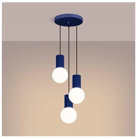 Тъмносиньо висящо осветително тяло със стъклен абажур ø 25 cm Orbital – Sollux