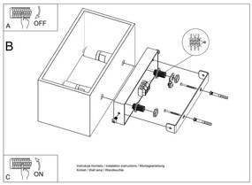Черна стенна лампа Maxi Geo - Sollux