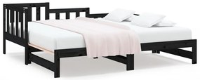 820745 vidaXL Разтегателно дневно легло, без матрак, черно, 2x(90x200) см