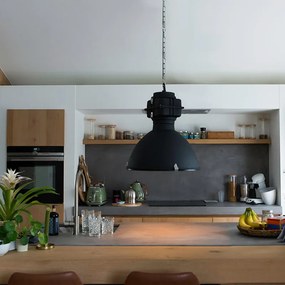 Интелигентен индустриален висящ аплик черен 53 см с A60 Wifi - Sicko