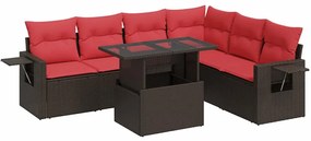 3326495 vidaXL Градински диван с възглавници, 7 части, сив полиратан акация