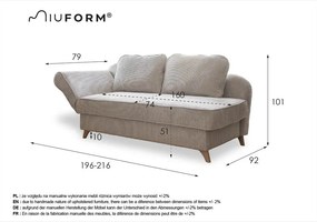 Бежов шезлонг от рипсено кадифе (ляв ъгъл) Chic Charlotte – Miuform