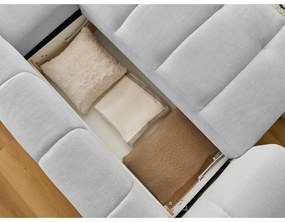 Светлосив сгъваем/с място за съхранение ъглов диван (десен ъгъл) Fuji – Bobochic Paris