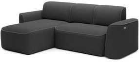 Тъмносив ъглов диван от прежда с примки от букле (ляв ъгъл) Ume – ELTAP