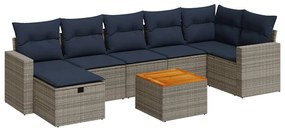 3325799 vidaXL Градински комплект диван с възглавници 8 части сив полиратан
