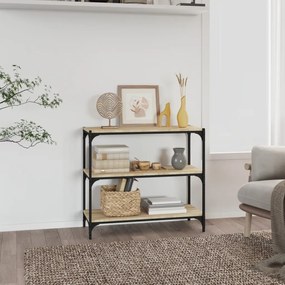 819338 vidaXL Библиотека дъб сонома 80x33x70,5 см, инженерно дърво и стомана