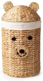 Детска кошница за играчки от воден зюмбюл естествена ø 30x56 cm Bear – Compactor