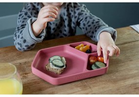 Червена силиконова детска чиния 16x25 cm – Kindsgut