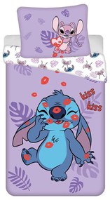 Лилаво единично памучно детско спално бельо 140x200 cm Lilo and Stitch "Kiss" – Jerry Fabrics