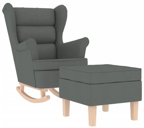 3307998 vidaXL Люлеещ се стол с табуретка за крака, тъмносив, плат