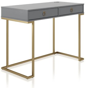 Сива работна маса Camila - CosmoLiving by Cosmopolitan