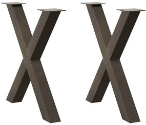 4012979 vidaXL Крака за трапезна маса, X-образни, 2 бр., естествена стомана, 70 x (72-73) см, стомана
