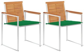 Sonata H Градински столове с възглавници, 2 бр, акация масив и стомана