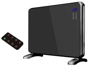 Конвектор със стъклен панел ZEPHYR ZP 1974 G, 2000W, За стена или под, 2 степени, Дистанционно, 5 до 35°C, LCD, Черен
