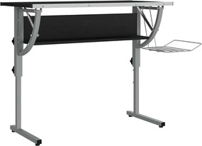 340929 vidaXL Бюро черно и сиво 110x53x(58-87) см инженерно дърво и стомана