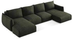 Зелен сгъваем ъглов диван (U форма) Leila – Makamii