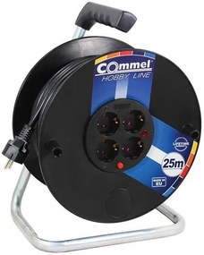 COMMEL Макара черна 25м IP20 H05VV-F 3G2.5mm2 термична защита 4 шуко  - C0959