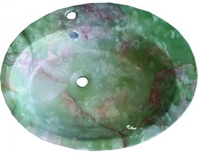 Мивка за баня 851G, монтаж върху плот, порцелан + камък, зелен, 61x47x16.5см