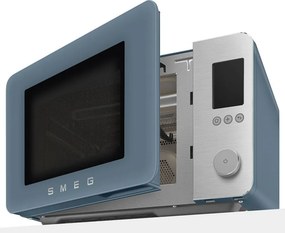 Комбинирана микровълнова фурна с горещ въздух SMEG Collezione MOC02SBMEU, 900W, 27 л, 25 програми, Плавно затваряне, Индивидуални настройки, Син