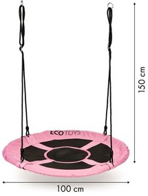 Градинска люлка "Щъркелово гнездо" 100 cm ECOTOYS розов