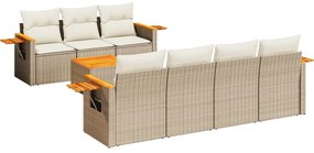 3226646 vidaXL Градински диван с възглавници, 8 части, бежов полиратан