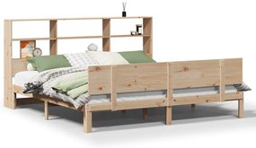 3322672 vidaXL Легло с етажерка за книги, без матрак, 180x200 см, бор масив