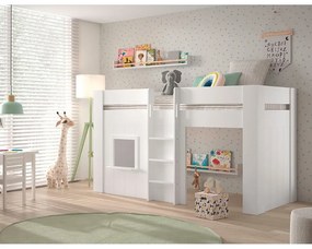 Бяло повдигнато легло от бор 90x200 cm RENO - Vipack