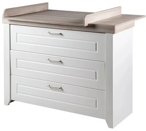 Бял нисък скрин в декор от бряст с масичка за преповиване 120x98 cm Felicia - Roba