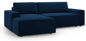 Тъмносин кадифен сгъваем/с място за съхранение ъглов диван (ляв ъгъл) Jodie – Micadoni