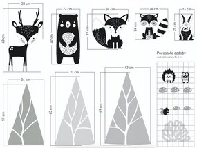 Красив черно-бял стикер за стена Животни в гората