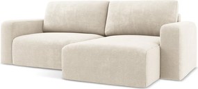 Кремав шенилов сгъваем/с място за съхранение ъглов диван (десен ъгъл) Kona – Makamii